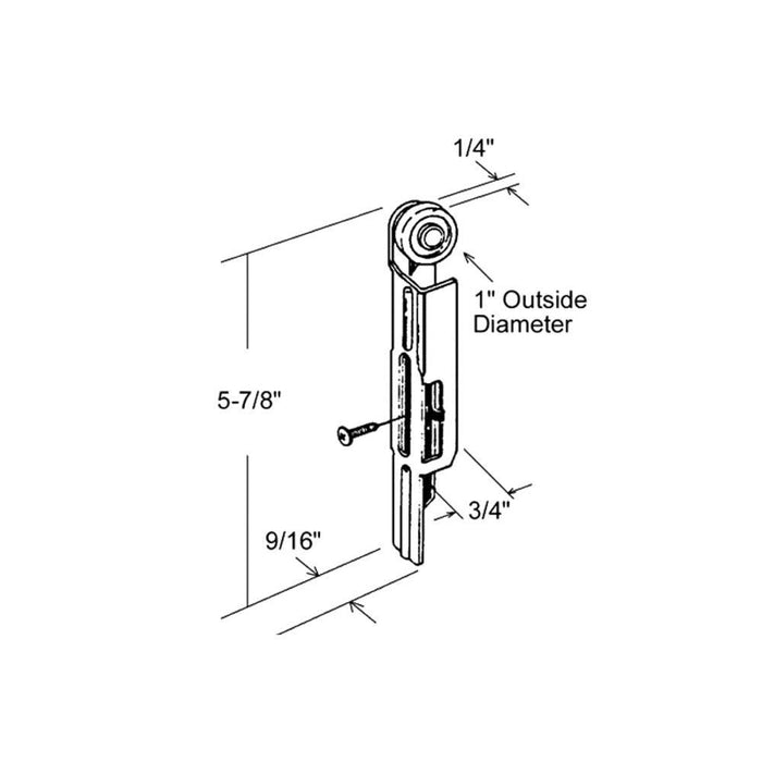 Left Hand 1" Nylon Roller for Like Closet & Wardrobe Doors - Reflect Window & Door