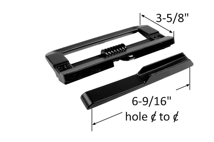 Sliding Glass Door Left Hand Black Surface Mounted Hook Style Handle 6 - 9/16" Screw Holes - Reflect Window & Door
