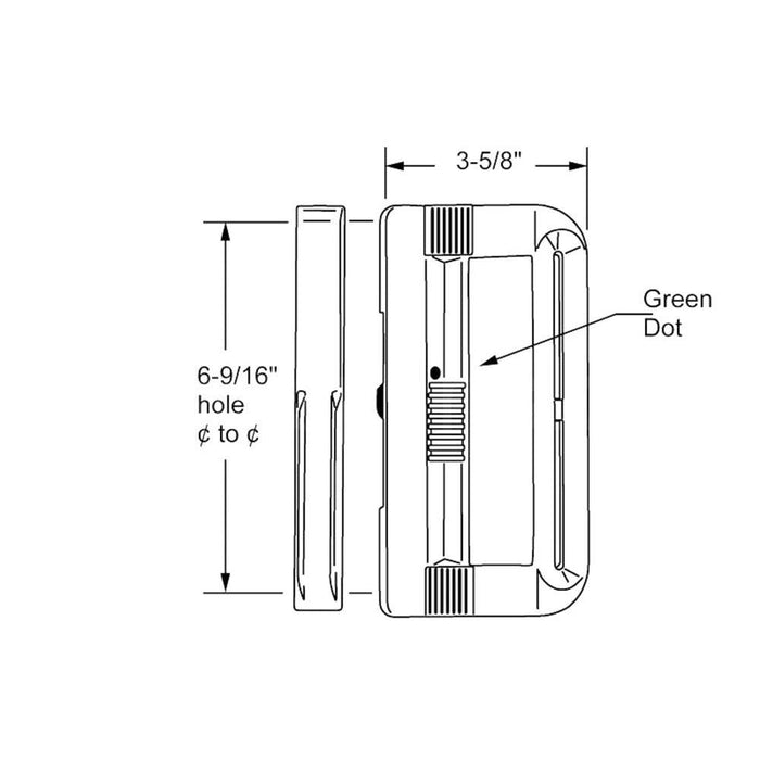 Sliding Glass Door Left Hand Black Surface Mounted Hook Style Handle 6 - 9/16" Screw Holes - Reflect Window & Door