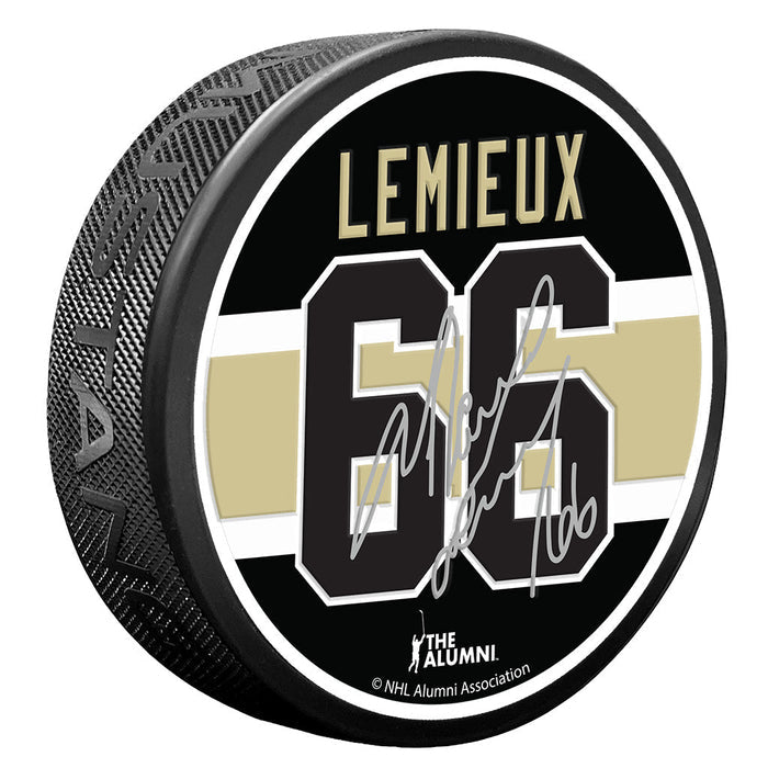 Mario Lemieux Puck with Replica Signature