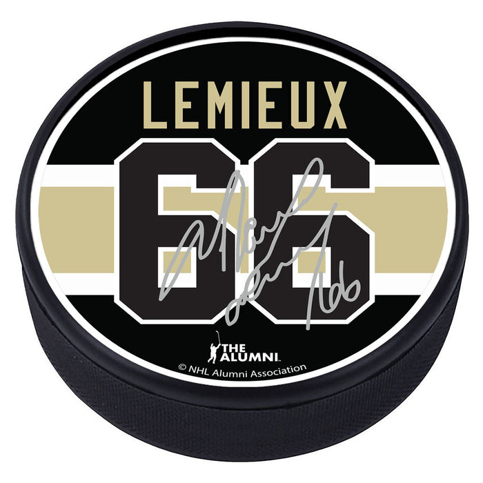 Mario Lemieux Puck with Replica Signature