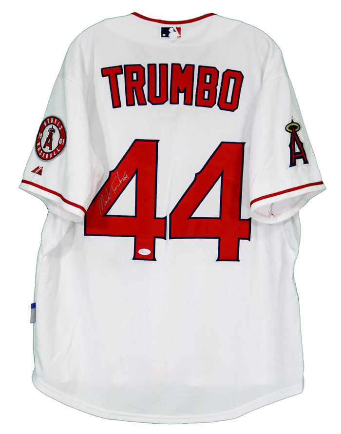 Mark Trumbo Los Angeles Angels Signed Autographed White #44 Jersey 1961 Angels Patch JSA COA