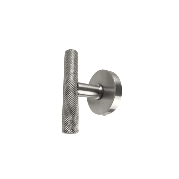 Modern T-Bar Door Handle & Door Knob Set | Knurled Design | Round Rosette | Stainless Steel 304