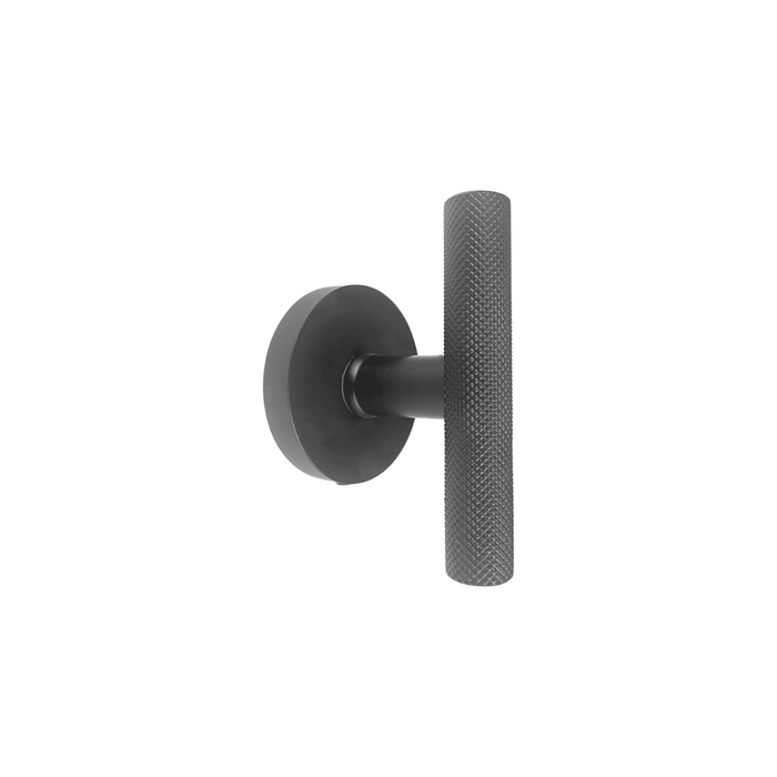 Modern T-Bar Door Handle & Door Knob Set | Knurled Design | Round Rosette | Stainless Steel 304