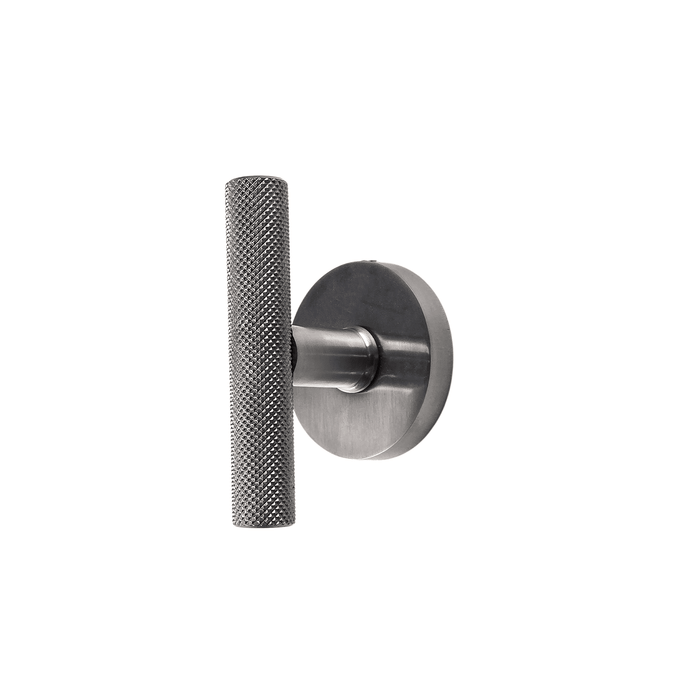 Modern T-Bar Door Handle & Door Knob Set | Knurled Design | Round Rosette | Stainless Steel 304