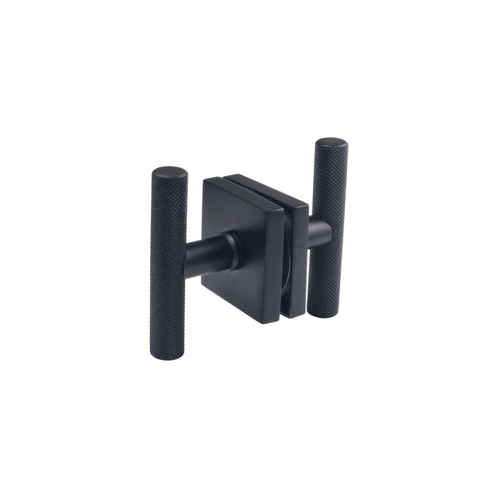 t bar style door handle/knob knurled design on square rosette