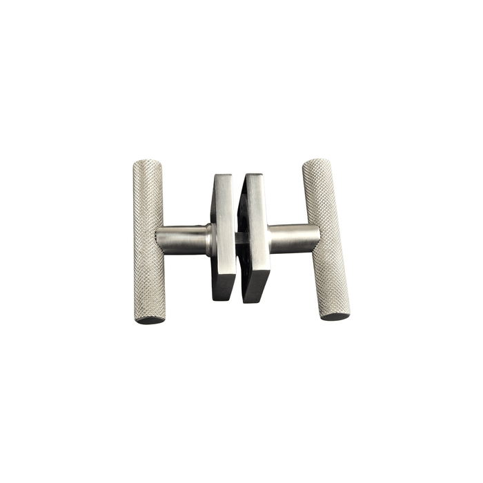 t bar style door handle/knob knurled design on square rosette