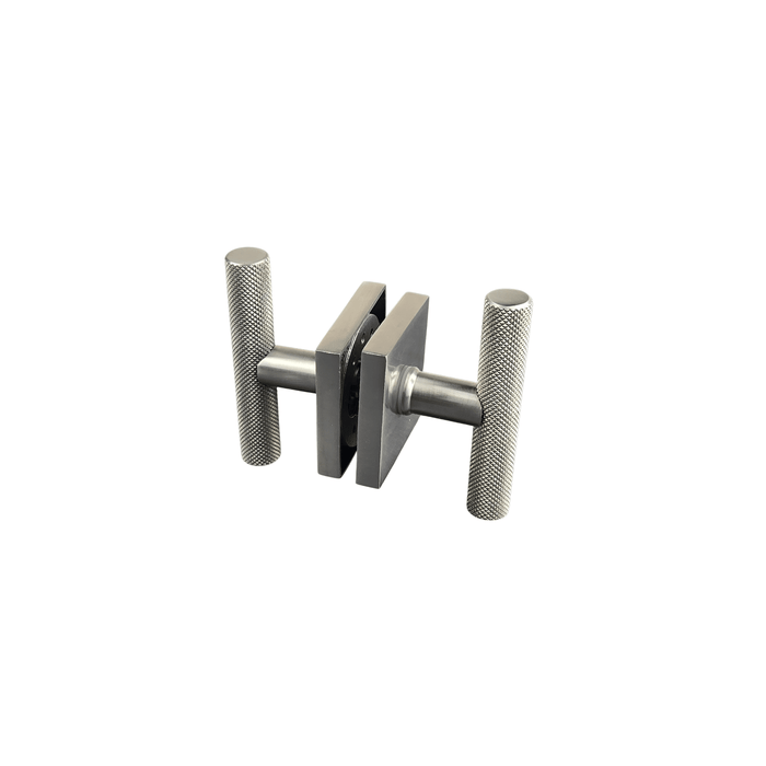 t bar style door handle/knob knurled design on square rosette
