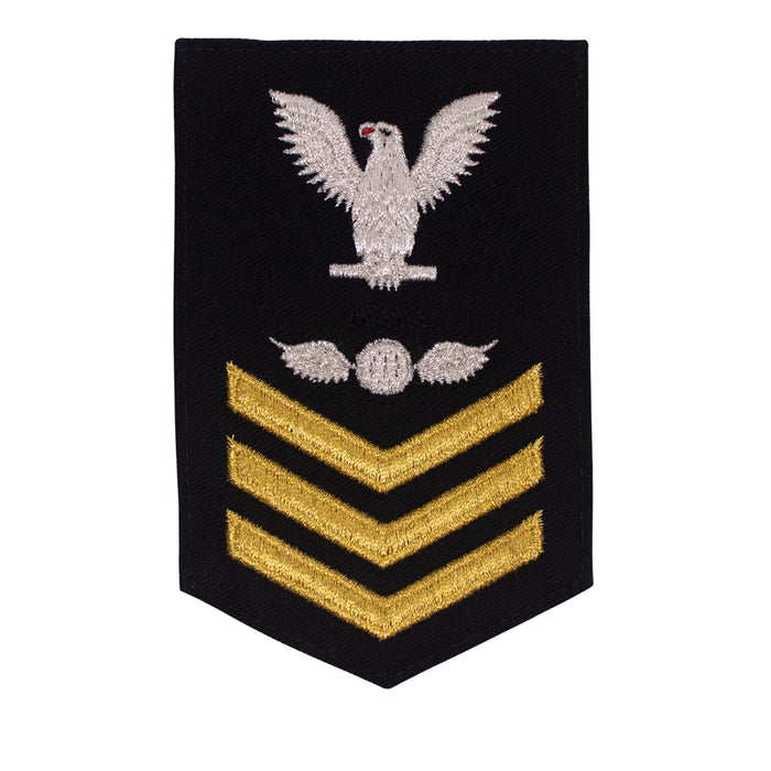 Navy E6 FEMALE Rating Badge: Aviation Electricians Mate - New Serge for Jumper