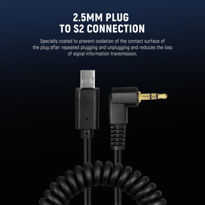 NEEWER 2.5mm to S2 Remote Shutter Release Cable can reduce the loss of signal information transmission.