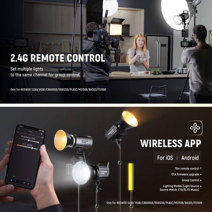 Methods for Controlling NEEWER FS150B Bi-Color Video Light