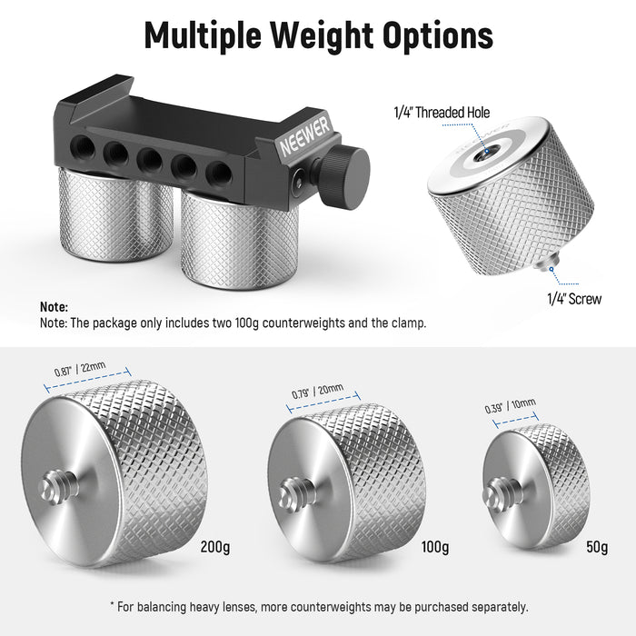 NEEWER GA001 Gimbal Counterweights and Clamp Kit for DJI