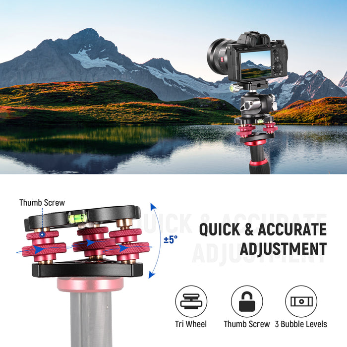 NEEWER LP64 Leveling Base with triple wheels allows you to precisely adjust the angles