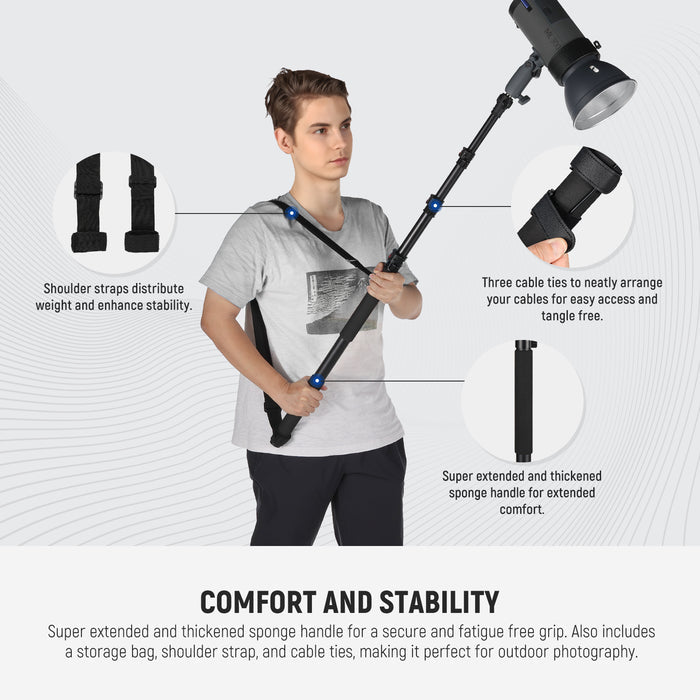 NEEWER MS-230C Boom Pole Stand is comfortable and stable.