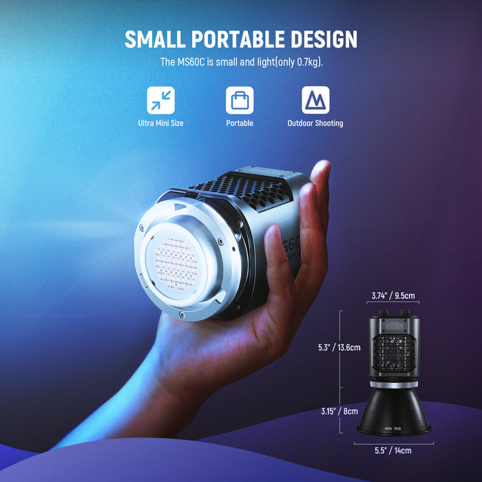 NEEWER MS60C RGB LED Light for Video is portable.