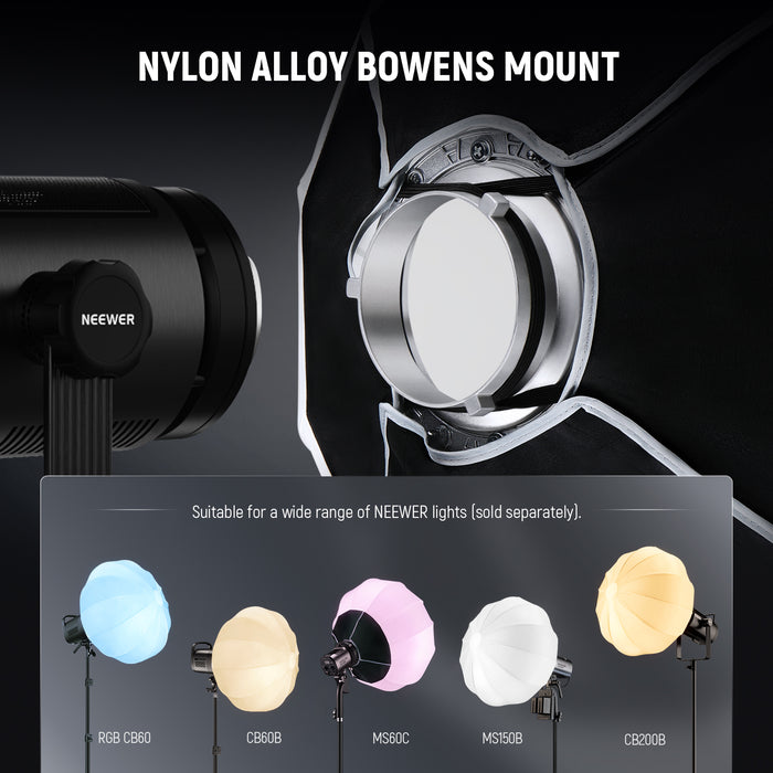 NEEWER NS20L Lantern Softbox features a nylon alloy Bowens mount.