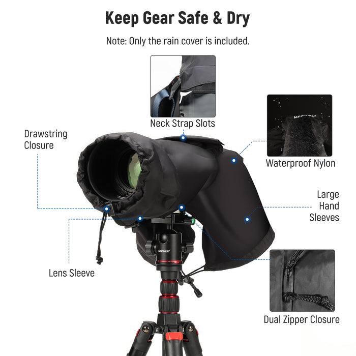 NEEWER PB003/PB004/PB008 Camera Rain Cover can keep gear safe and dry.