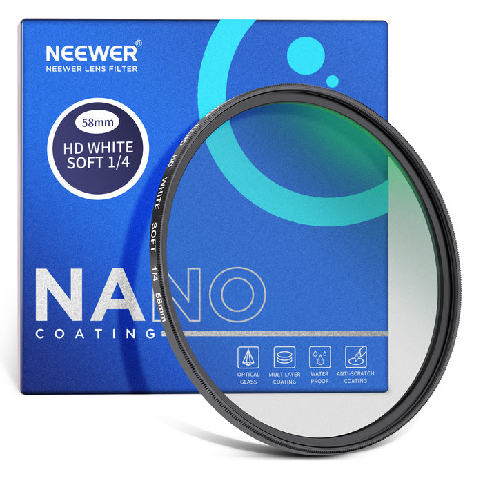 NEEWER 58mm 1/4 Soft White Diffusion Filter