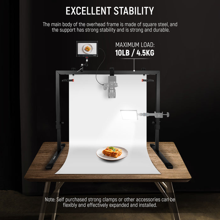 NEEWER ST100 Overhead Camera Tabletop Stand features a durable steel construction.