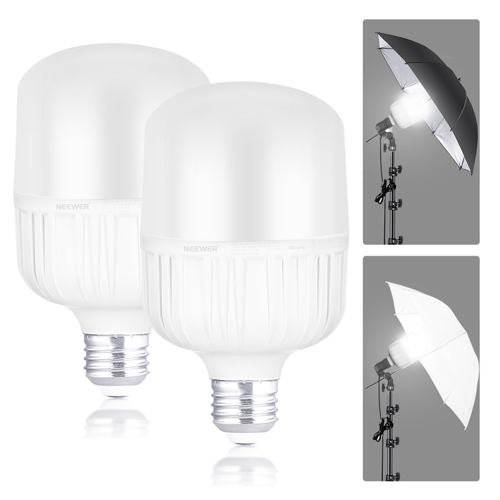 NEEWER T80 2 Packs E26 24W LED Light Bulbs