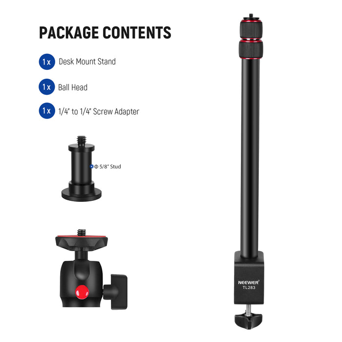 NEEWER TL283 Extendable Camera Desk Mount with Ball Head