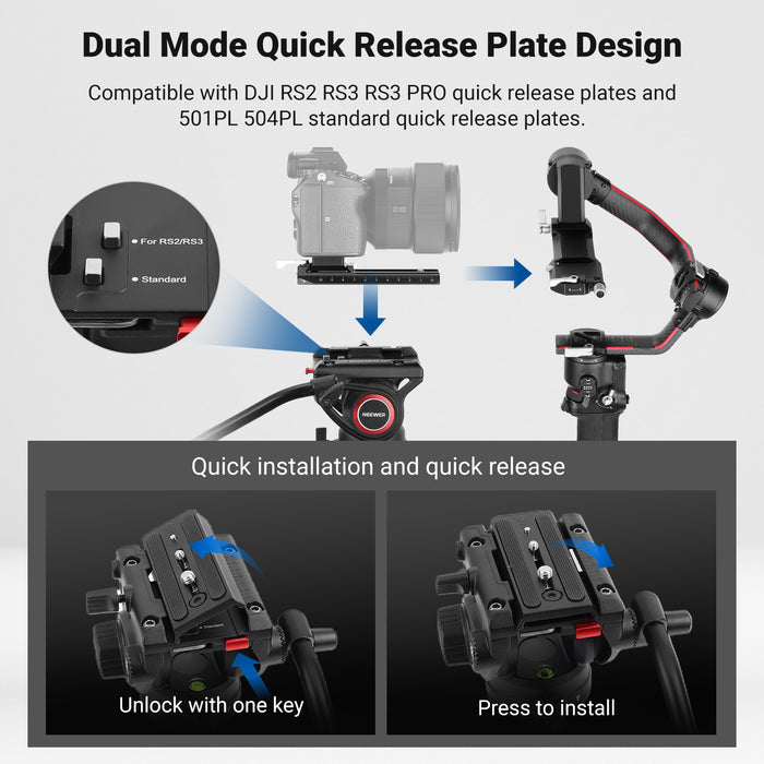 NEEWER TP74 74" Pro Video Tripod with Fluid Head