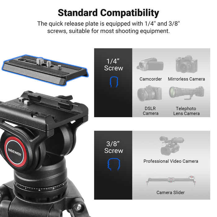 NEEWER TP74 74" Pro Video Tripod with Fluid Head
