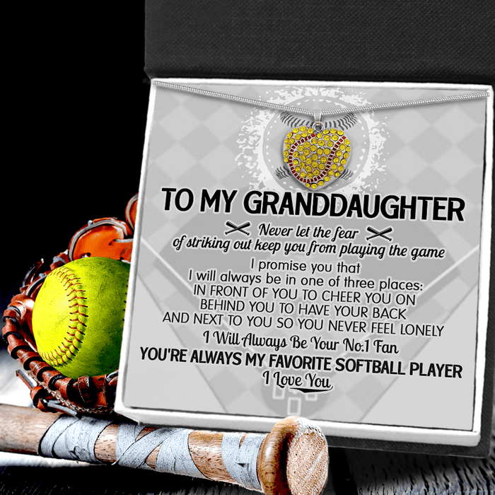 Softball Heart Necklace - Softball - To My Granddaughter - I Love You - Gnep23018