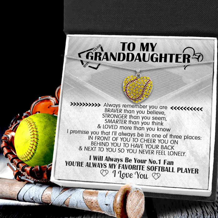 New Softball Heart Necklace - Softball - To My Granddaughter - I Will Always Be Your No.1 Fan - Gnep23019