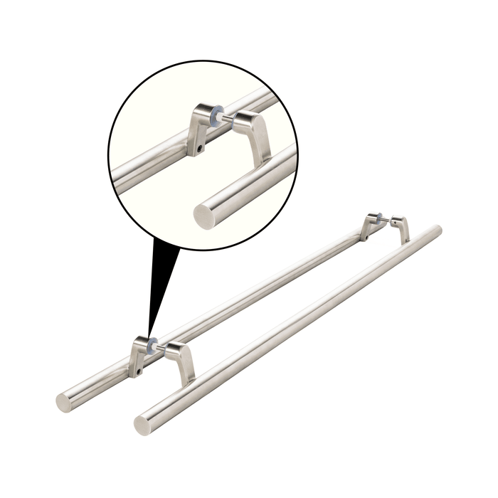 Offset Mount Mid-Post Attachment - for Round  Ladder Pulls Stainless Steel 304 Satin Steel (2pairs)
