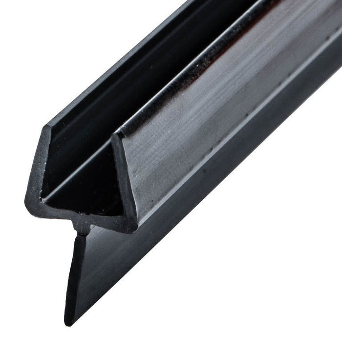 Swinging Shower Door Black One - Piece Bottom Rail with Black Wipe for 1/2" Glass - Reflect Window & Door