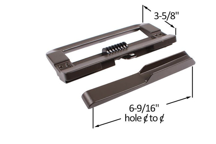 Patio Door Brown Surface Mounted Hook Style Handle 6 - 9/16" Screw Holes for Stanley Doors - Left - Reflect Window & Door