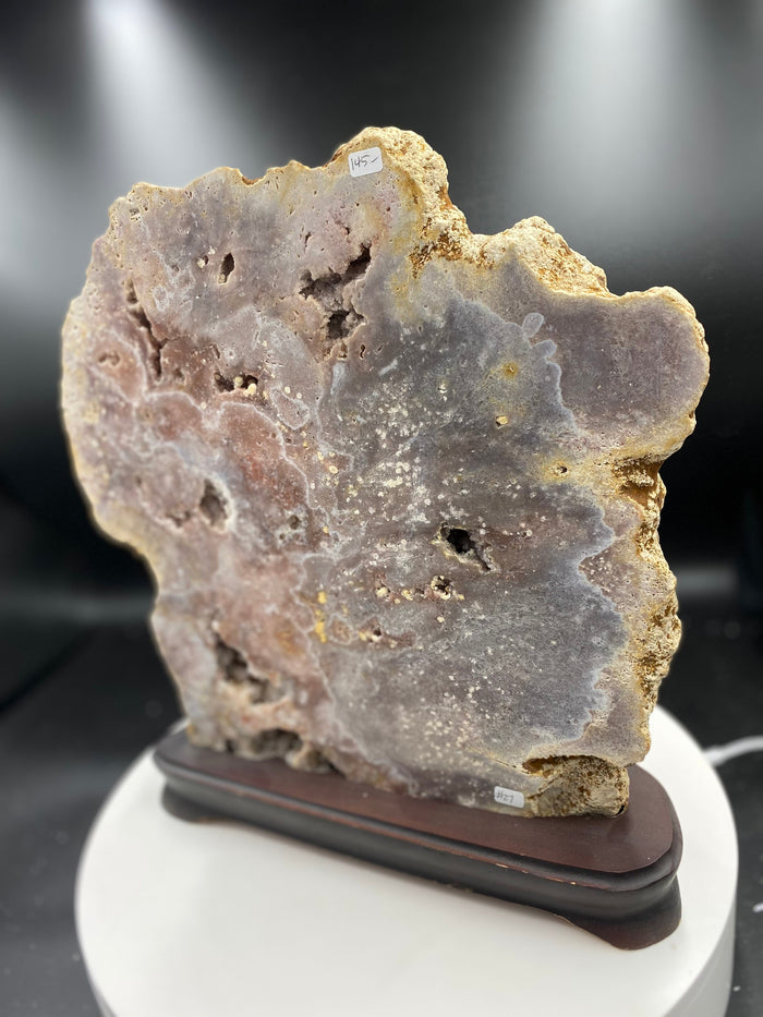 Pink (Rose) Amethyst Slab on Custom Wood Base