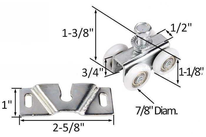 Pocket Door 1 - 1/2" Nylon Ball Bearing Roller - Reflect Window & Door