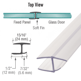 Swinging Shower Door Polycarbonate H-Jamb 180 Degree with One Soft Fin for 3/8" Glass - Reflect Window & Door