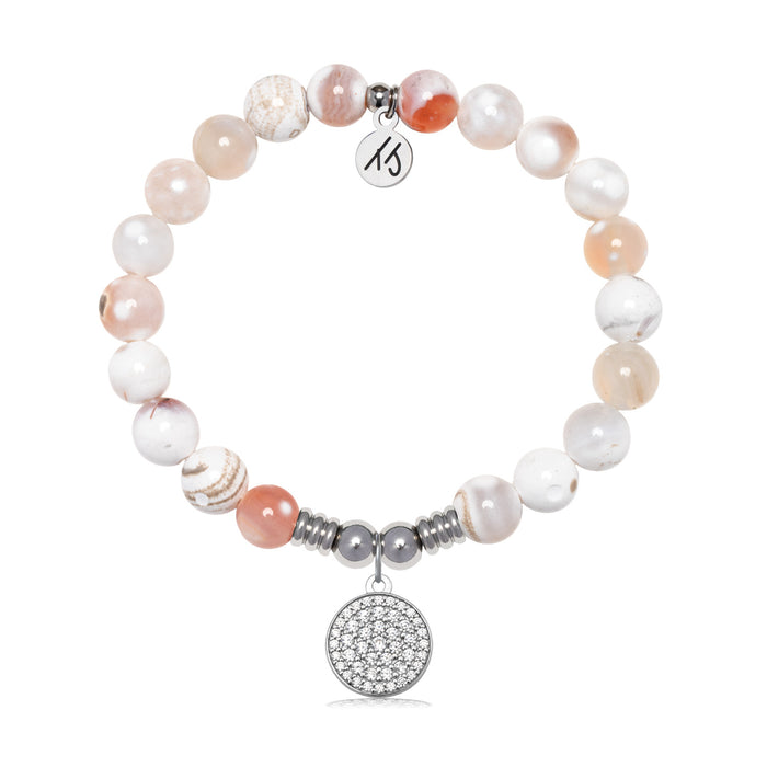 Positivity Charm with White Natural Agate Gemstone Bracelet