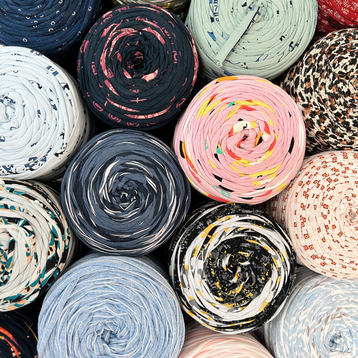 Printed Recycled T-Shirt Fabric Yarn - Pickle Stripes