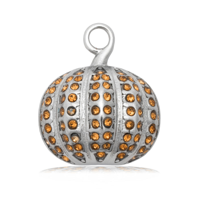 Pumpkin Charm with Teal White Jade Gemstone Bracelet