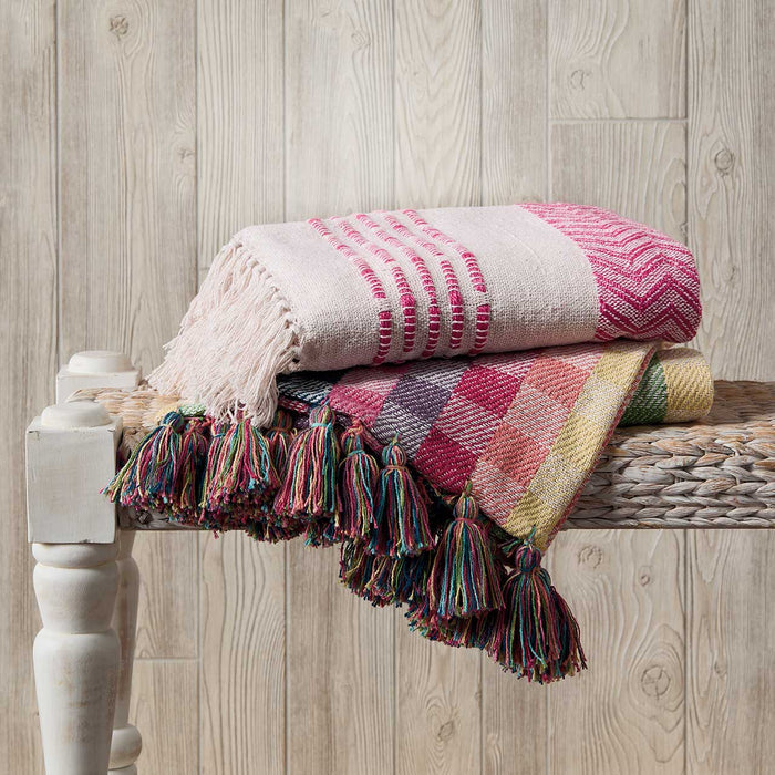 Rainbow Gingham Rethread Throw Blanket