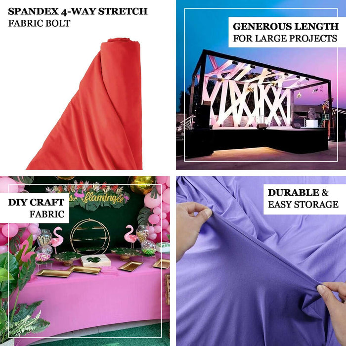 Versatile spandex fabric bolt in vibrant colors for large DIY projects and easy storage.