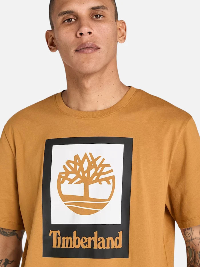Remera Timberland Stack Logo Colored Marrón Blanco