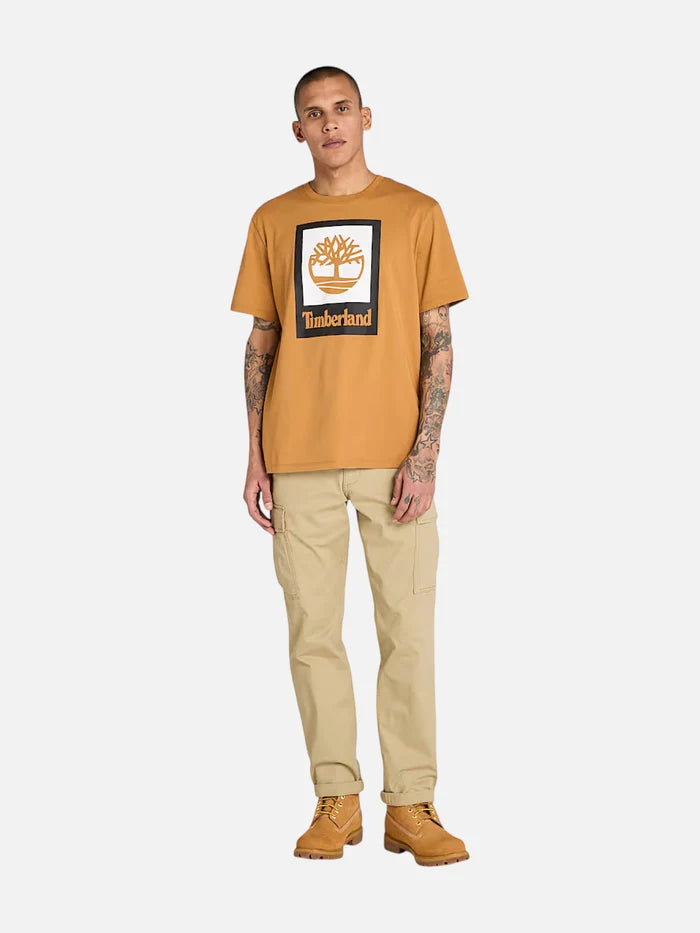 Remera Timberland Stack Logo Colored Marrón Blanco