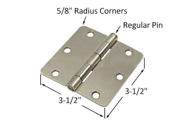 Residential 3 - 1/2" x 3 - 1/2" Butt Hinge With 5/8" Radius Corners - Satin Chrome - Regular Pin - Reflect Window & Door