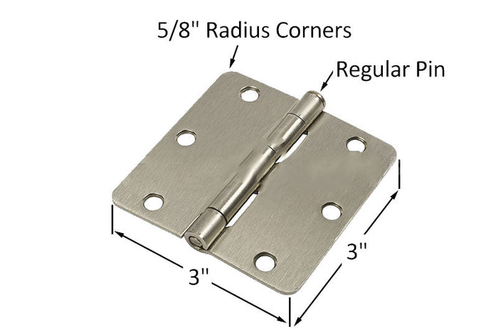 Residential 3" x 3" Butt Hinge With 5/8" Radius Corners - Satin Chrome - Reflect Window & Door