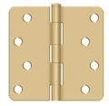 Residential 4" x 4" Butt Hinge With 1/4" Radius Corners - Polished Brass - Regular Pin - Reflect Window & Door