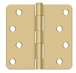 Residential 4" x 4" Butt Hinge With 1/4" Radius Corners - Polished Brass - Regular Pin - Reflect Window & Door