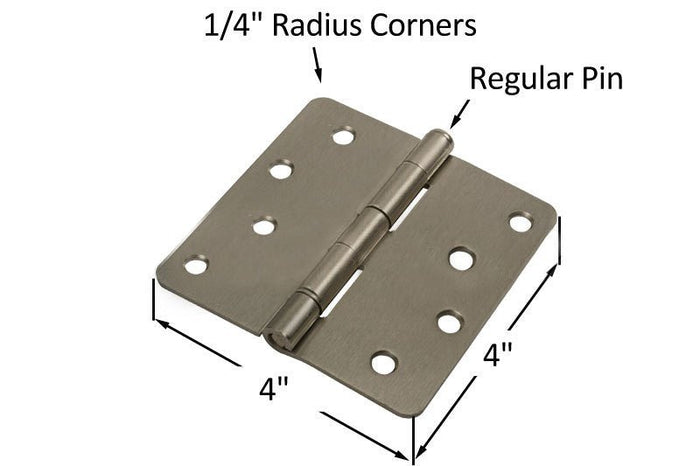 Residential Butt Hinge 1/4 Radius – Satin Nickel, 4" x 4" - Reflect Window & Door