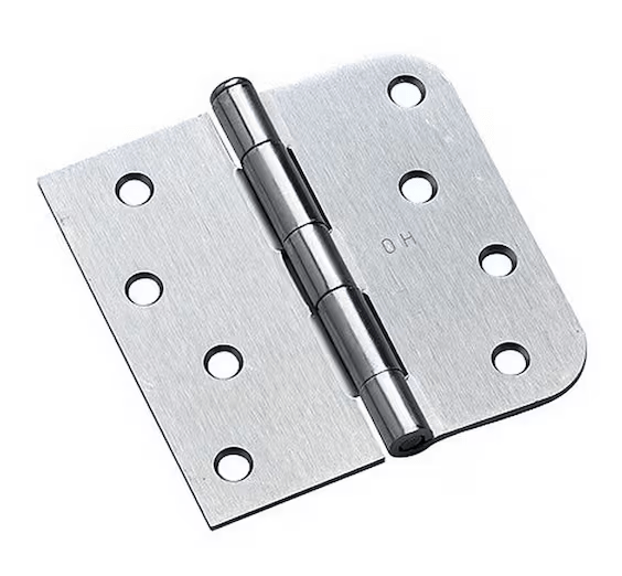 Residential Entry Door Brushed Chrome 4" Full Mortise Combination Butt Hinge - 5/8" Radius - Reflect Window & Door