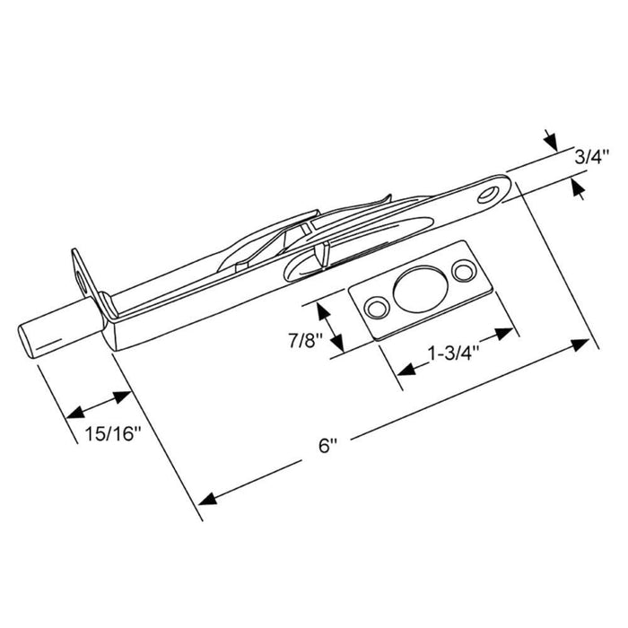 Residential 6" Flush Bolt - Chrome - Reflect Window & Door