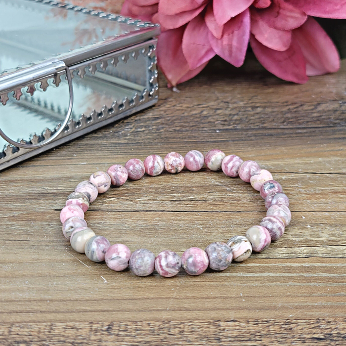 Rhodochrosite 8mm Bead Bracelet